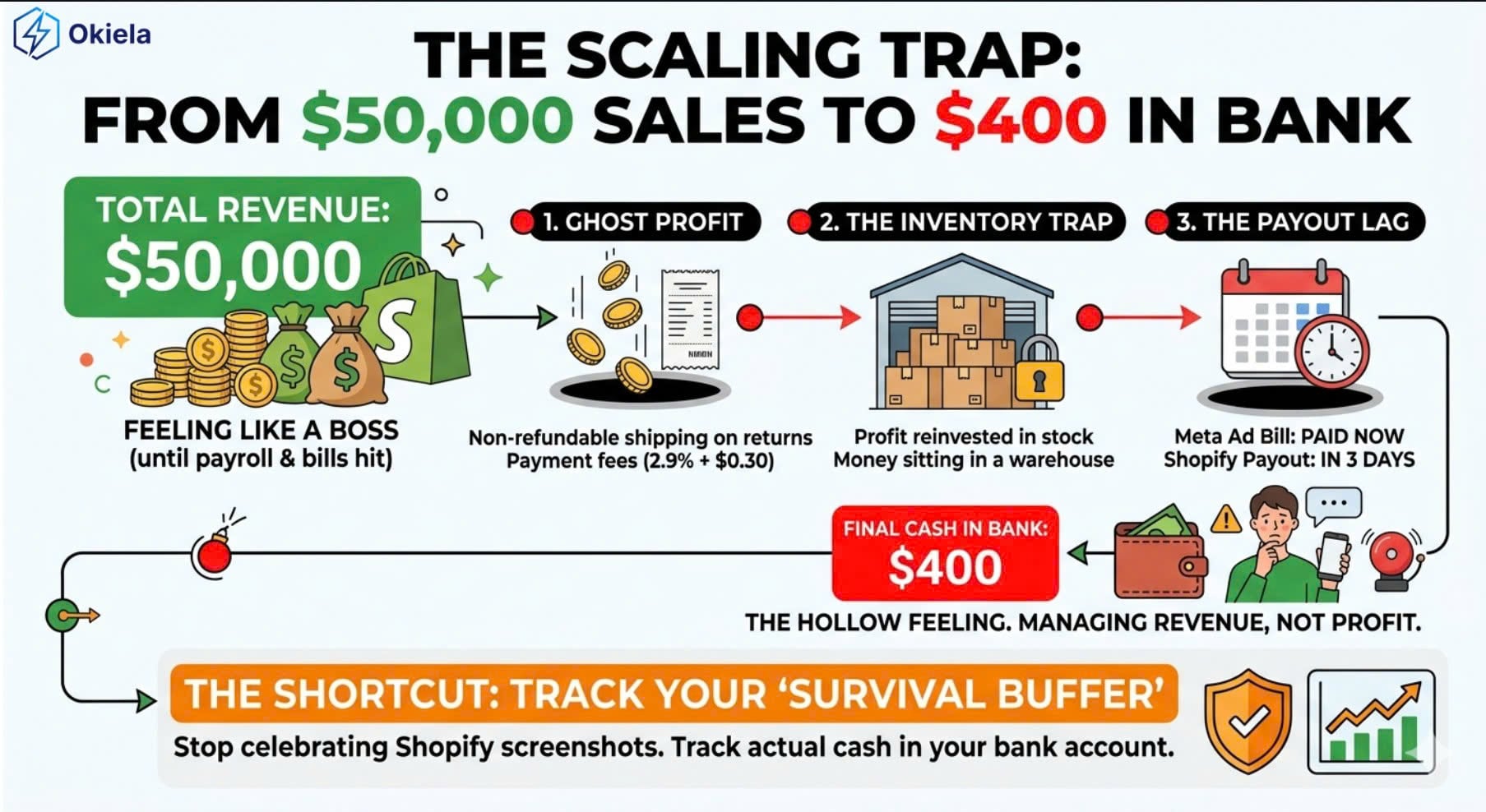 Doanh thu $50,000 nhưng số dư tài khoản $400. Chào mừng bạn đến với "Bẫy Tăng Trưởng".