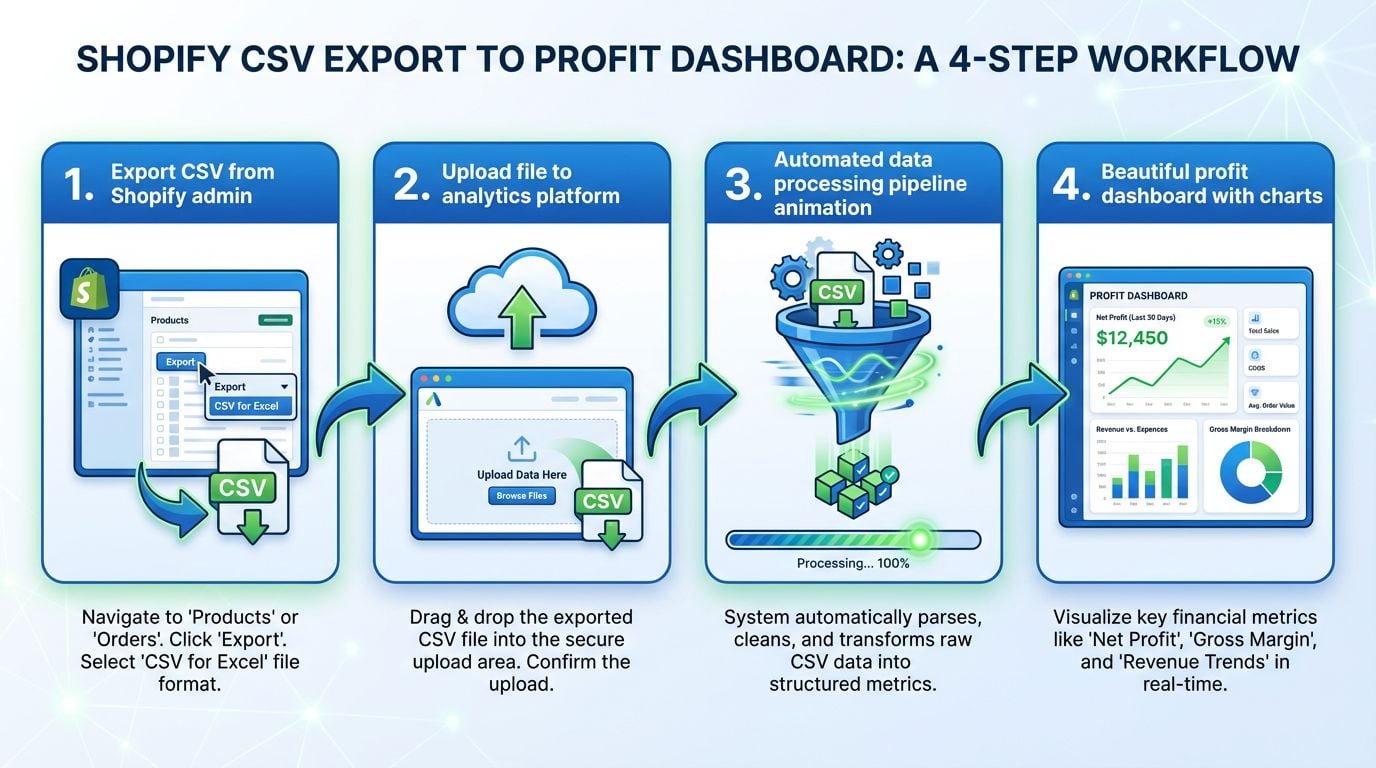 Hướng dẫn xuất dữ liệu Shopify sang bảng điều khiển lợi nhuận chỉ trong 30 giây (Hướng dẫn từng bước)