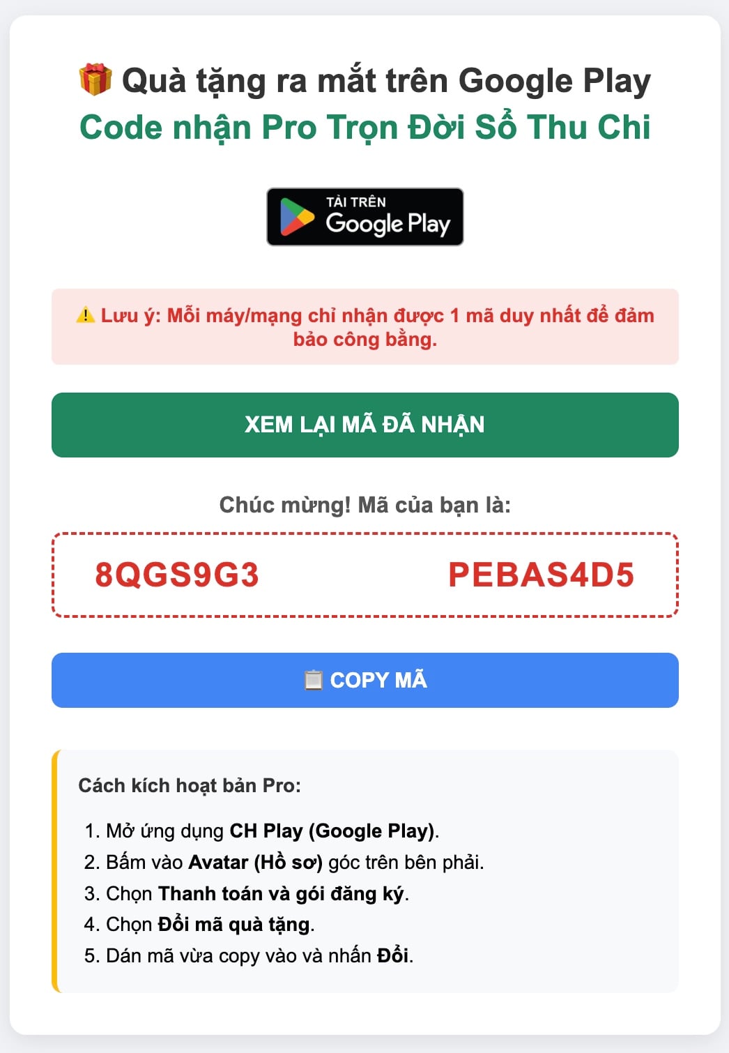 Tặng Pro Lifetime Sổ Thu Chi Miễn Phí