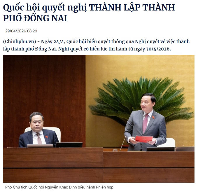 NGÀY MAI (30/04), ĐỒNG NAI CHÍNH THỨC LÊN THÀNH PHỐ: KHI NGHỊ QUYẾT HÀNH CHÍNH LÀ PHÉP THỬ CHO KIẾN TRÚC HỆ THỐNG