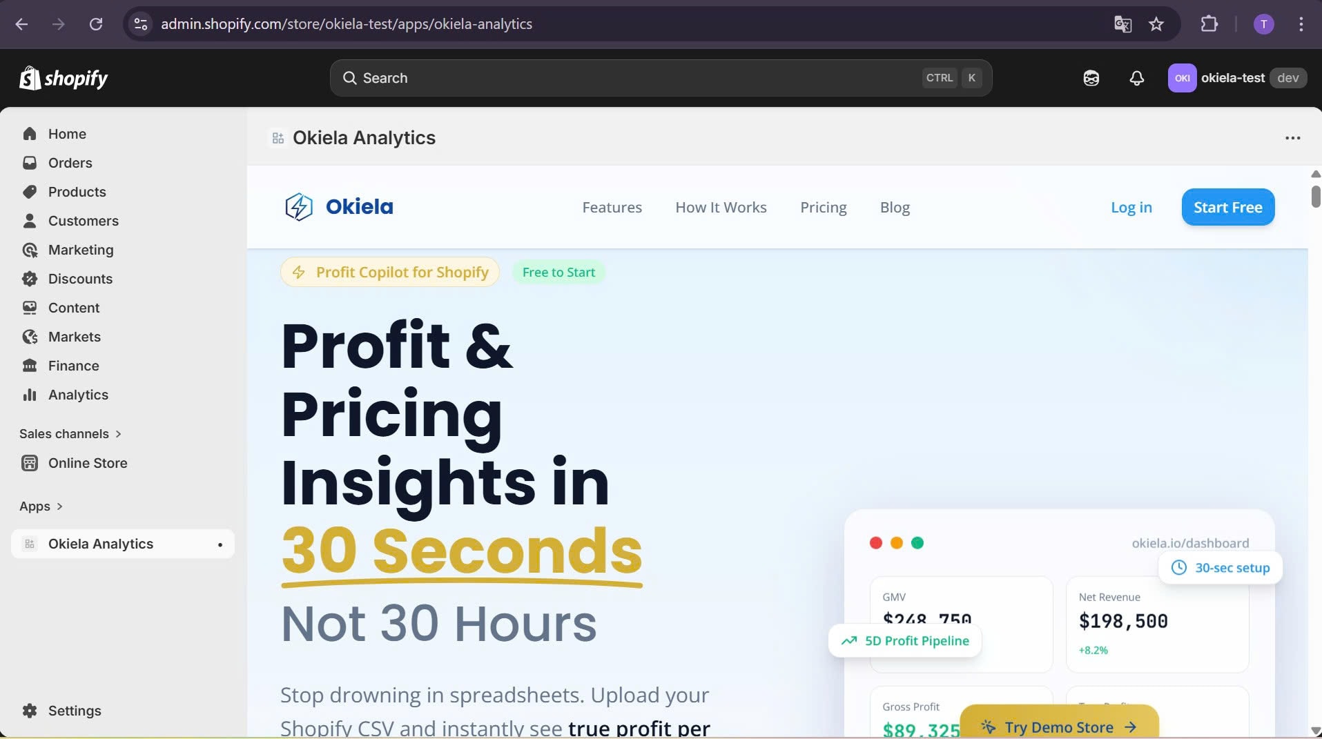 Tuần này mình test Okiela trên một Shopify store thật...
