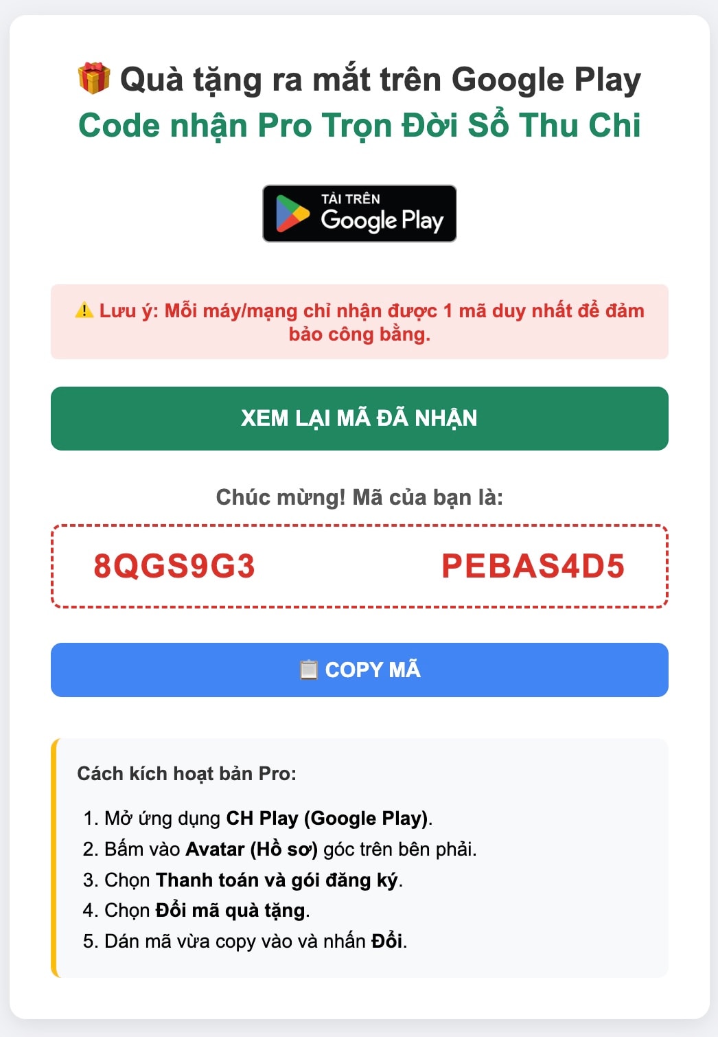 Tặng Pro Lifetime Sổ Thu Chi Miễn Phí